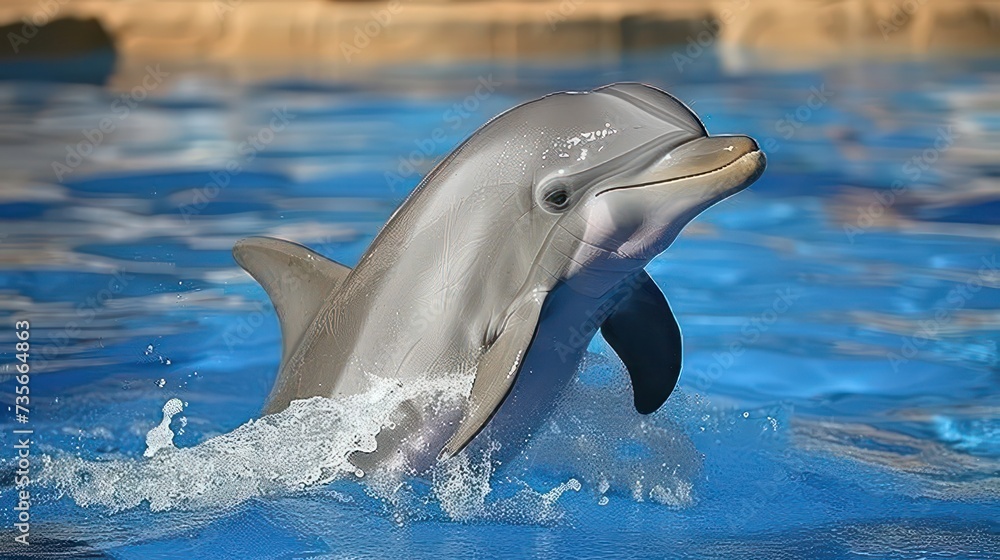 Naklejka premium Blue Depths: Futuristic Encounters with Sleek Dolphins