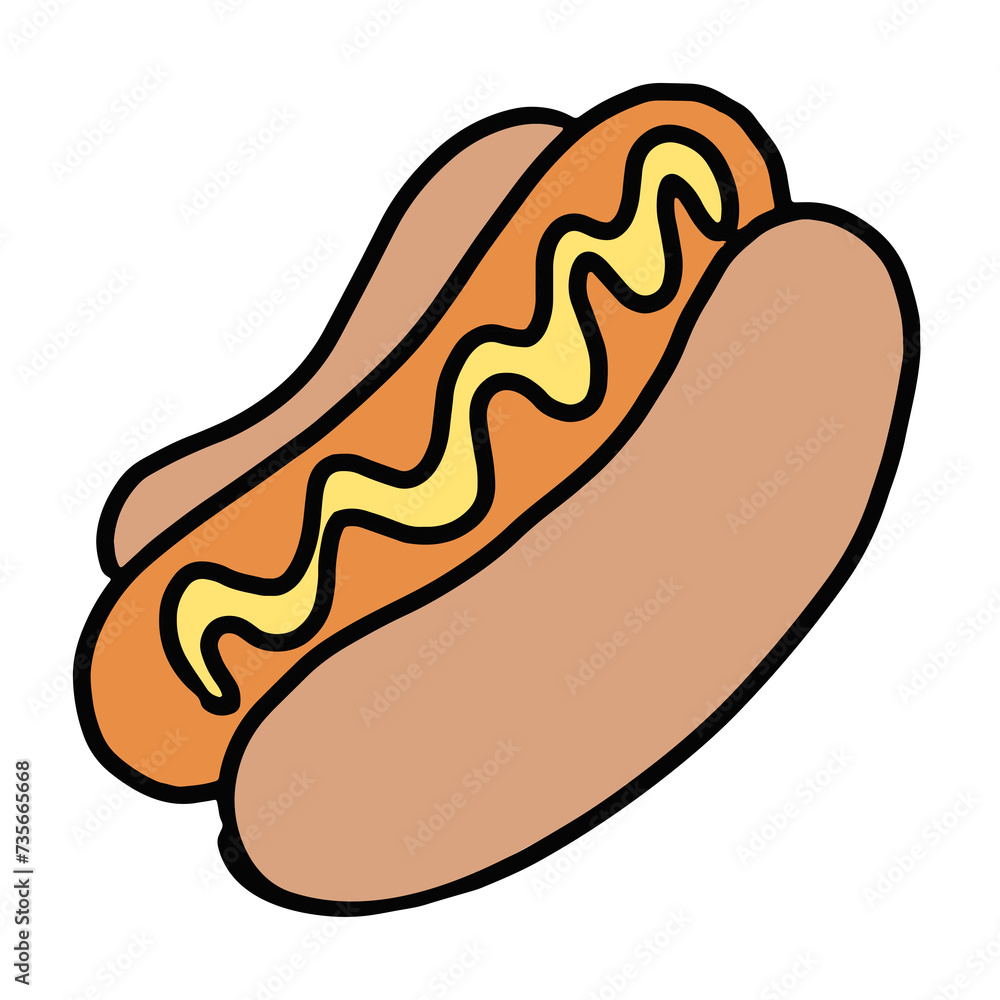 Hand drawn hotdog for fast food, restaurant, meal, lunch, menu, recipe, cafe, social media post, print, decoration, logo, love sticker, print, sticker, tattoo Hand drawn hotdog for fast food, restaurant, meal, lunch, menu, recipe, cafe, social media post, print, decoration, logo, love sticker, print, sticker, tattoo