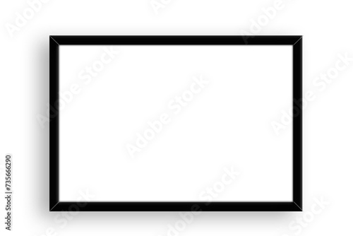 Close up view various size horizontal photo frame isolated on plain background.