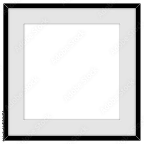 Close up view various size square photo frame isolated on plain background.