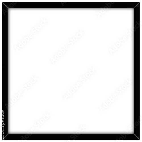 Close up view various size square photo frame isolated on plain background.