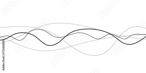 Wave with shadow. Abstract blue lines on a white background. Line art. Colorful shiny wave with lines created using blend tool. Curved wavy line, smooth stripe. Design element.