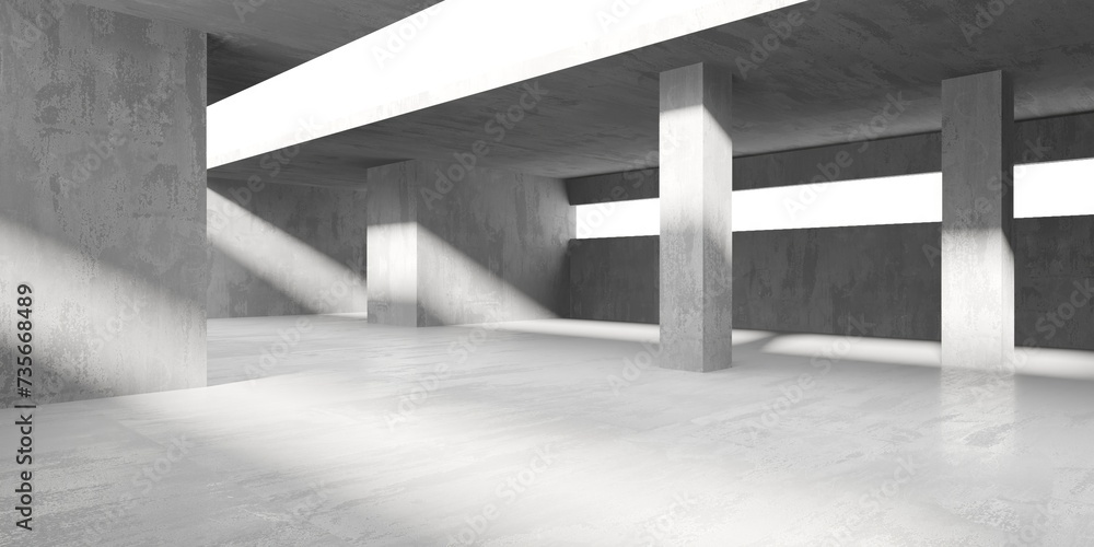 Fototapeta premium Grungy room with concrete walls. Old stone interior