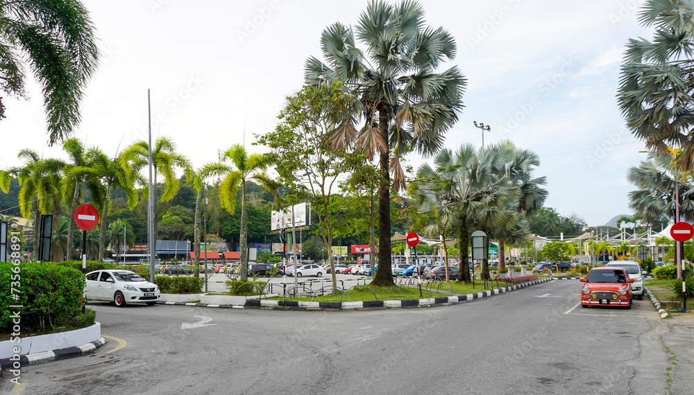 streets and houses town of Kuah of Langkawi island in Malaysia