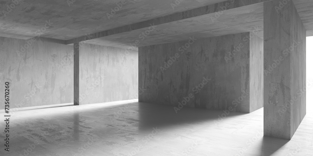 Abstract empty concrete interior. Minimalistic dark room design template Abstract empty concrete interior. Minimalistic dark room design template