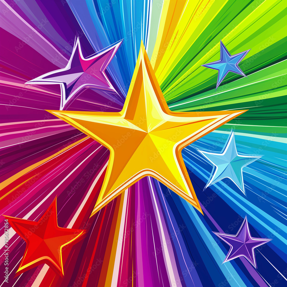 Picture of stars and rainbow background. Picture of stars and rainbow background.