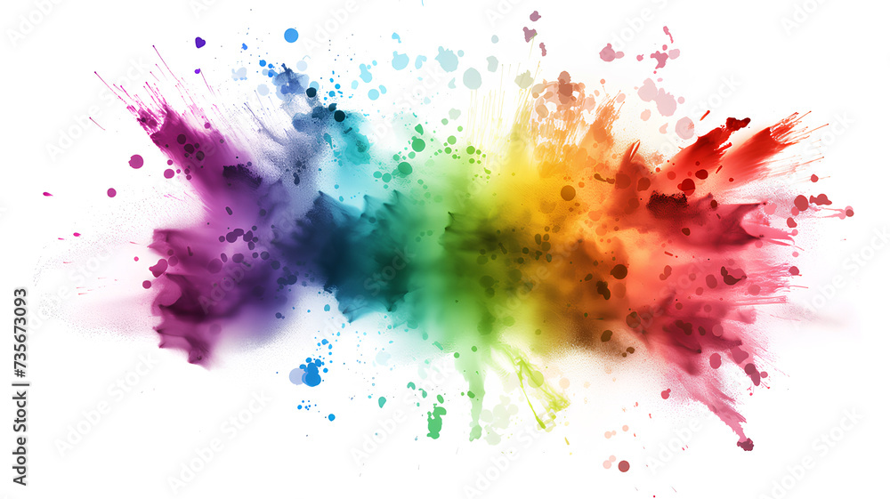 An explosive burst of color powder creates a dynamic and vibrant abstract artwork, illustrating creativity and energy.
