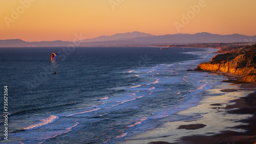 The sunset at the black beach in San Diego California 