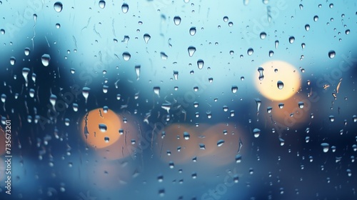 calming pattern of raindrops on a window, the world outside blurred and softened by the water