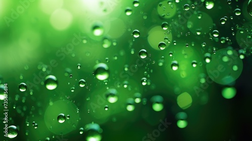Wallpaper Mural Close-up captures bright green water droplets suspended in the air, creating a bokeh effect. Ai Generated. Torontodigital.ca