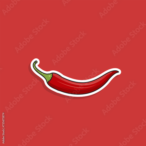 Vector illustration red chili sticker, cartoon 