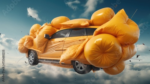 Advanced airbag systems for safety, solid color background photo