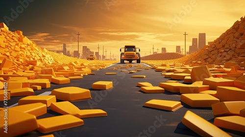 Smart road construction zone management, solid color background photo