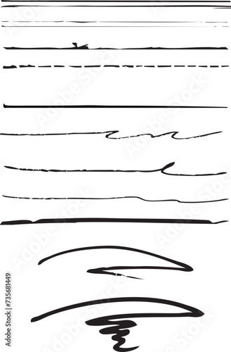 Sets of Freehand Lines and Strokes. Editable Clip Art.