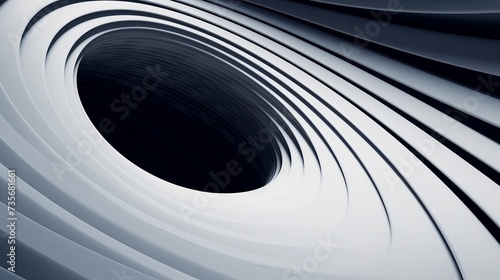 Abstract Futuristic Architecture Circular Concentric Background. Wave Outdoor Structures. Minimal Futuristic Technology Design as Geometric Urban Texture Wallpaper. Close-up 3d Rendering Pattern