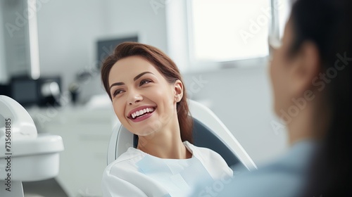 Adult woman having a visit at the dentist's