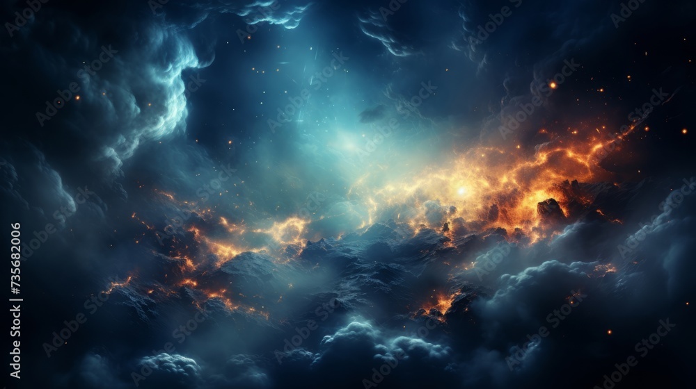 Fototapeta premium 燃える夜空の背景素材,Generative AI AI画像