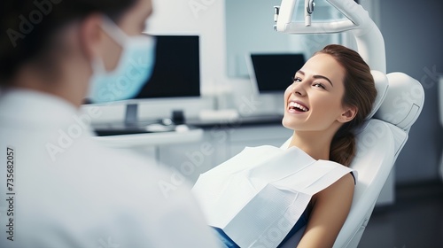 Adult woman having a visit at the dentist's