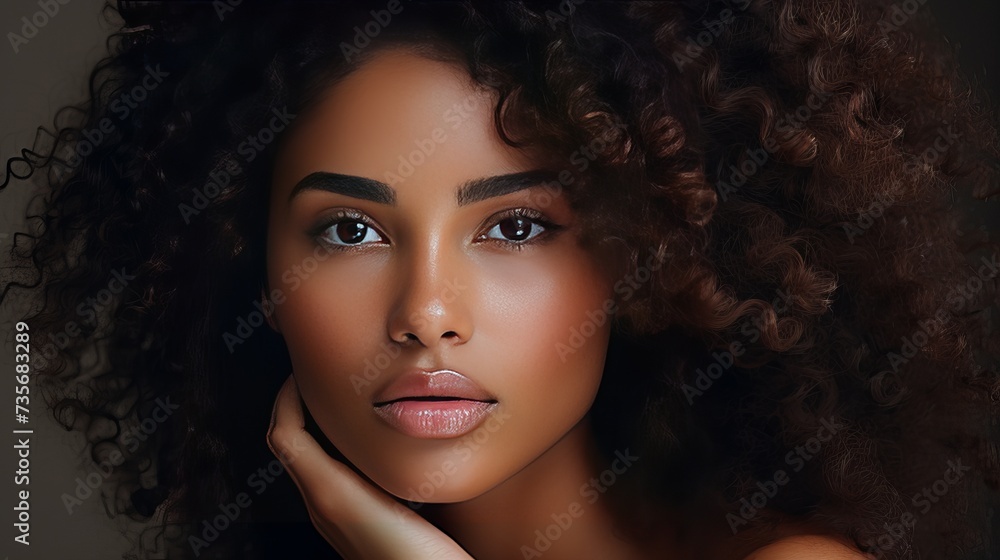 Beauty portrait of African American girl . Beautiful black woman touch her face . Facial treatment . Cosmetology , skin care and spa . Beauty portrait of African American girl . Beautiful black woman touch her face . Facial treatment . Cosmetology , skin care and spa .