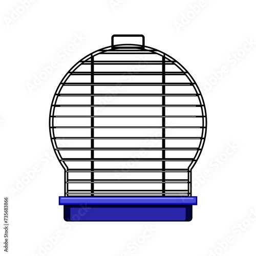 line bird cage cartoon vector illustration