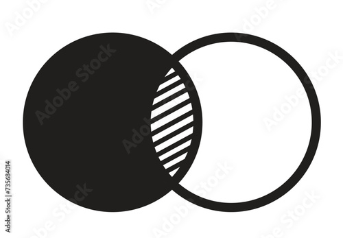 Overlapping Black and White Circular Shapes concept. Editable Clip Art.