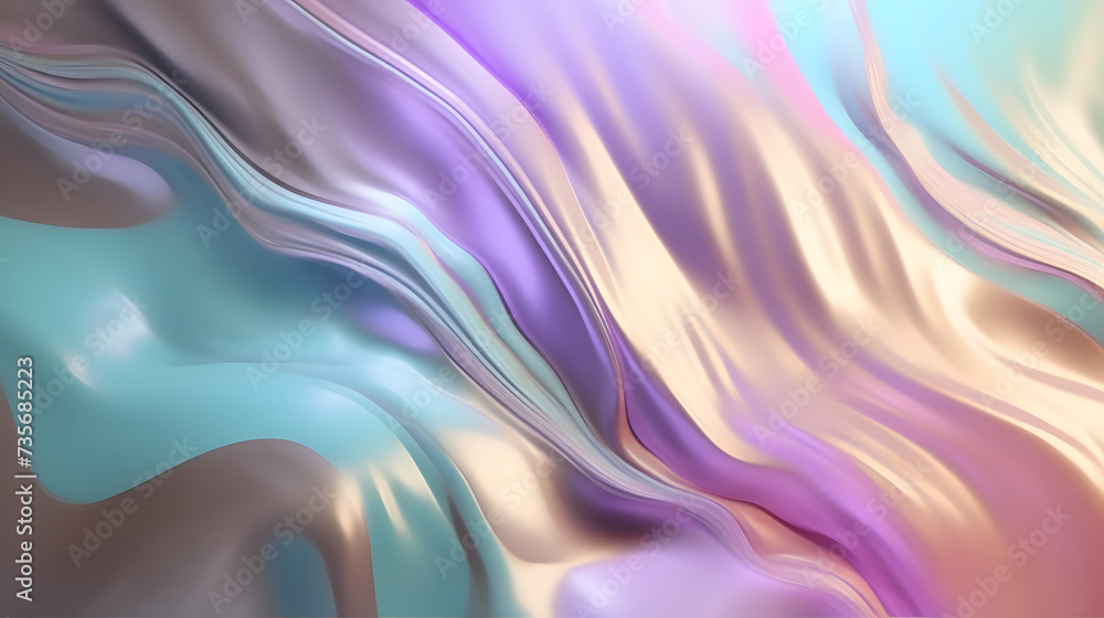 Obraz premium Digital color liquid gold foil gradient minimalist holographic horizontal poster background