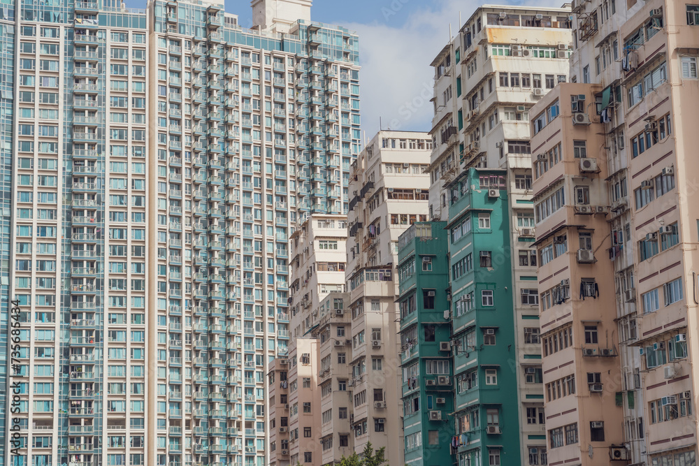 High rise tall residential building of public estate in Hong Kong city. High rise tall residential building of public estate in Hong Kong city.