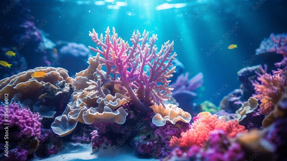 Fototapeta premium Ocean coral reef underwater. Sea world under water background