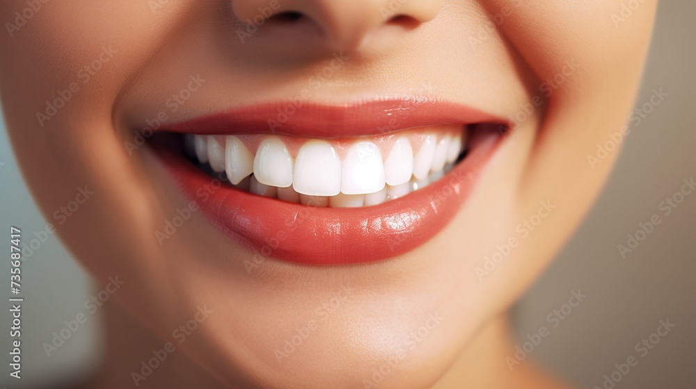 Teeth health concept. Cropped photo of smiling woman mouth under treatment at dental clinic, panorama Teeth health concept. Cropped photo of smiling woman mouth under treatment at dental clinic, panorama