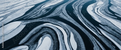 Frozen River Tapestry: Panoramic View of Intricate Ice (High-Resolution)