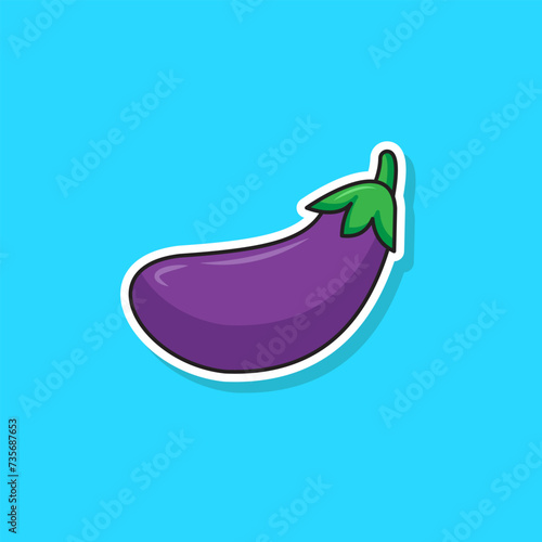 Vector illustration of sticker eggplant