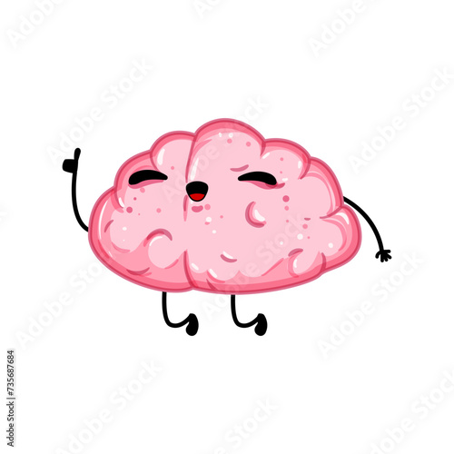 mind brain character cartoon vector illustration