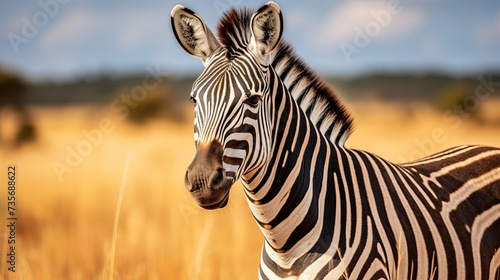 Zebra in the grass nature habitat  National Park of Kenya. Wildlife scene from nature  Africa