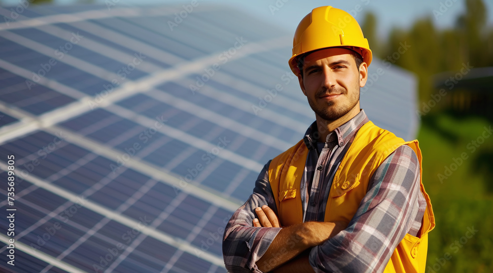 Confident Solar Technician at Renewable Energy Plant Confident Solar Technician at Renewable Energy Plant