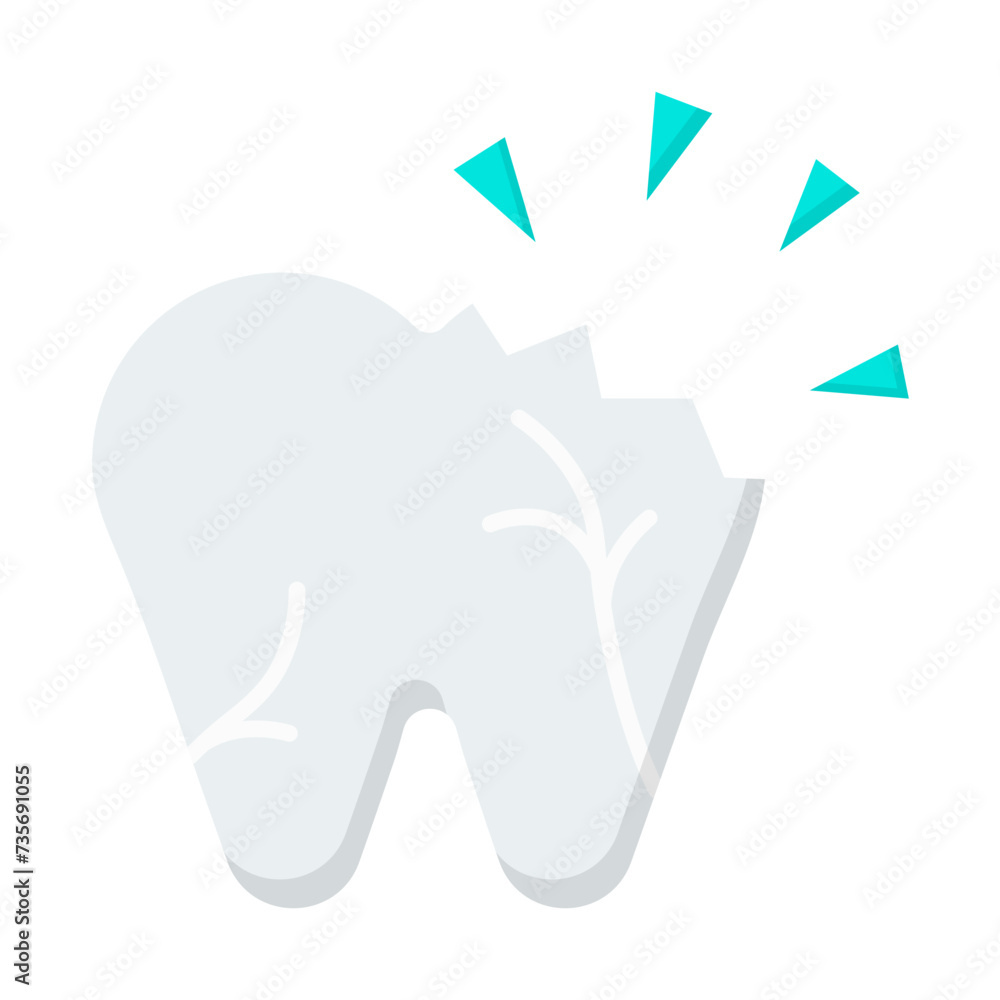 Broken tooth. Dental icon set - color Icon Broken tooth. Dental icon set - color Icon