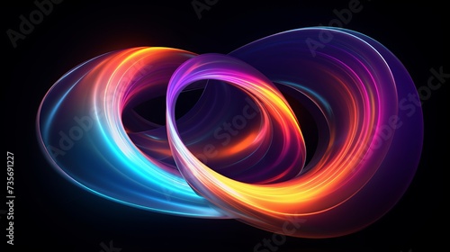 Colorful swirl elements with neon led illumination. Abstract futuristic background