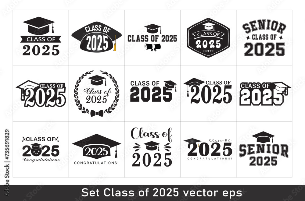 Seniors Class Of 2025 set vector eps Stock Vector Adobe Stock