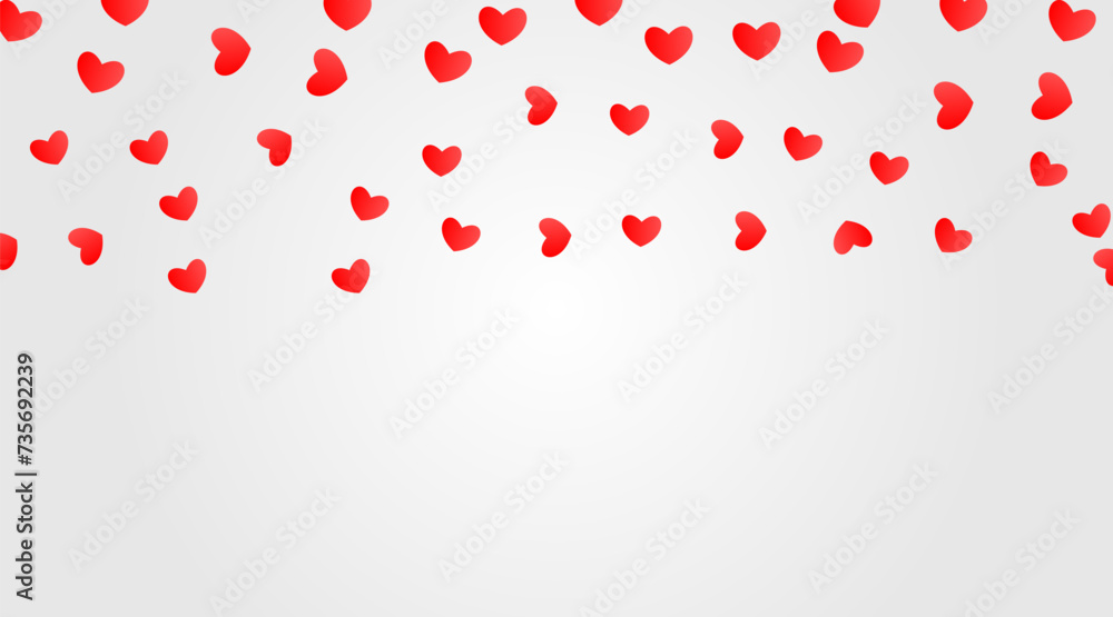 heart confetti of red falling hearts on a white background heart confetti of red falling hearts on a white background