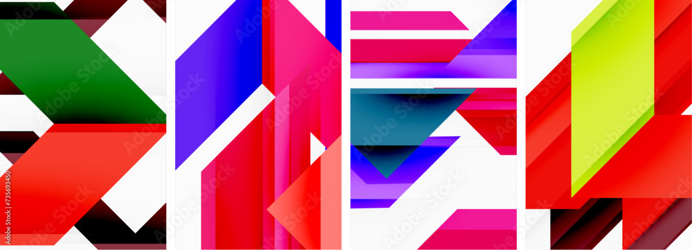 Bright colorful geometric abstract poster background set Bright colorful geometric abstract poster background set
