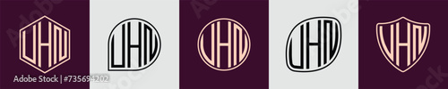 Creative simple Initial Monogram UHN Logo Designs. photo