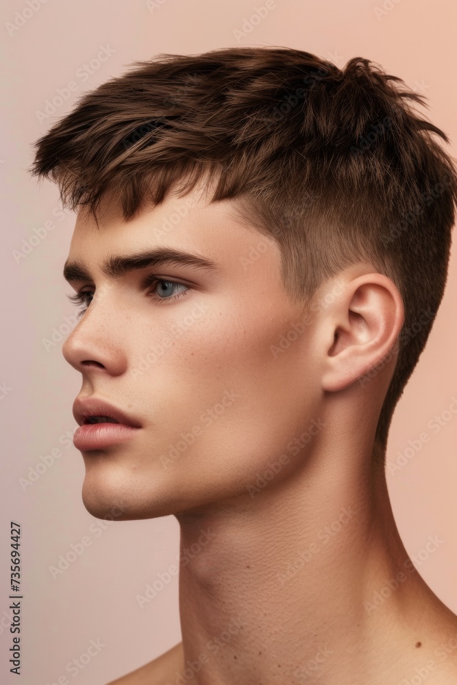 portrait of a man with short hair style portrait of a man with short hair style