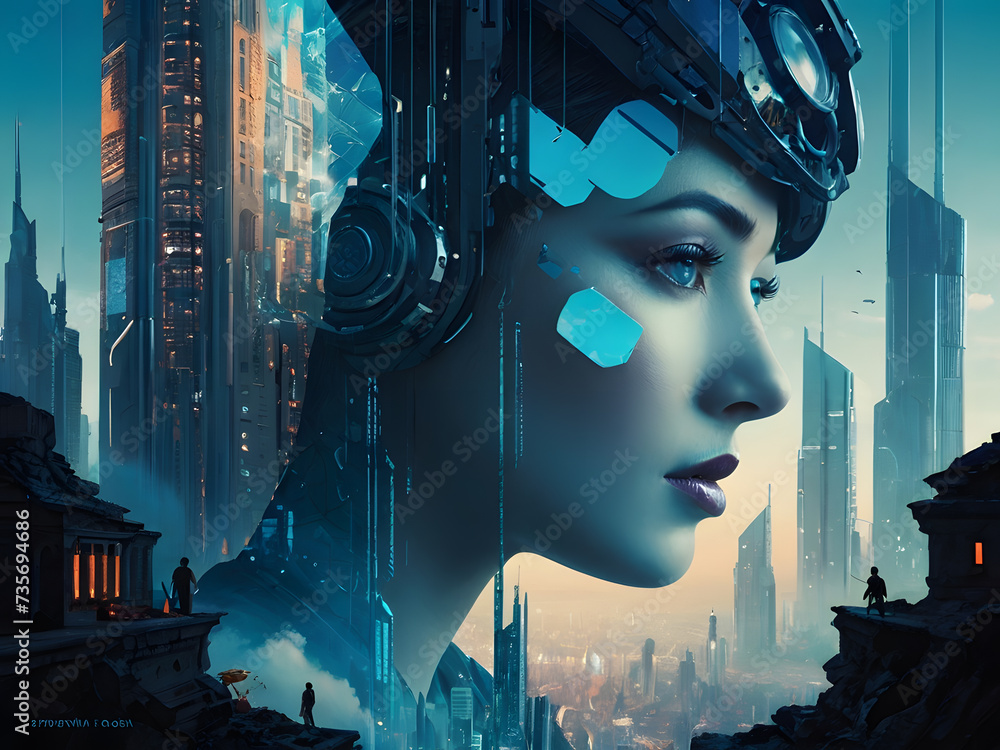 Fototapeta premium A fusion of city and woman