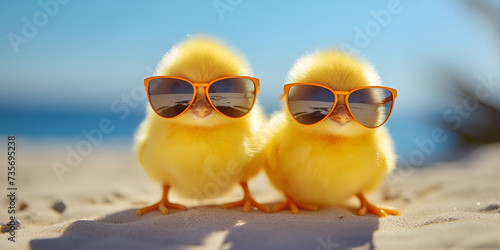 Animal bird chick sunglasses small background 