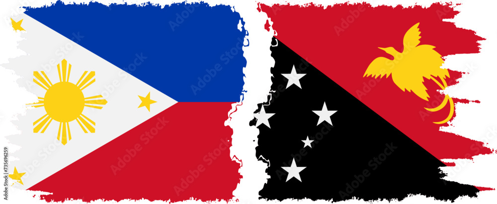 Papua New Guinea and Philippines grunge flags connection vector Papua New Guinea and Philippines grunge flags connection vector