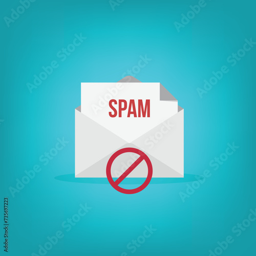 Spamming mailbox icon. Email hacking and spam warning symbol. EPS10 Vector Illustration.	