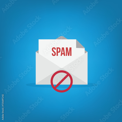Spamming mailbox icon. Email hacking and spam warning symbol. EPS10 Vector Illustration.	