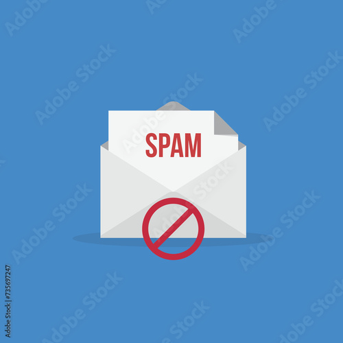 Spamming mailbox icon. Email hacking and spam warning symbol. EPS10 Vector Illustration.	