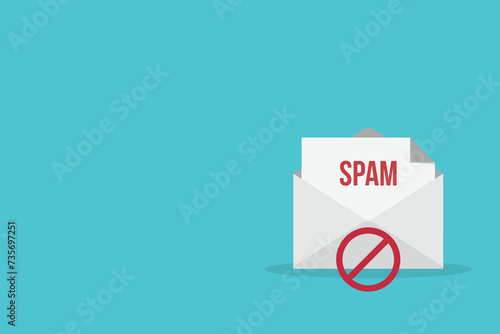Spamming mailbox icon. Email hacking and spam warning symbol. EPS10 Vector Illustration.	
