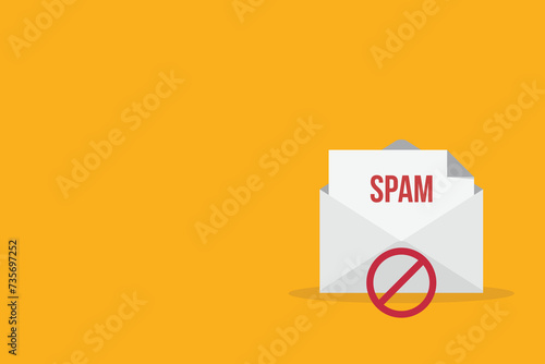Spamming mailbox icon. Email hacking and spam warning symbol. EPS10 Vector Illustration.	