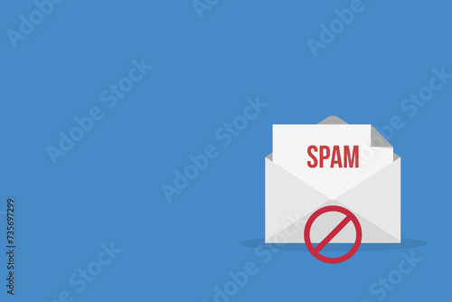 Spamming mailbox icon. Email hacking and spam warning symbol. EPS10 Vector Illustration.	